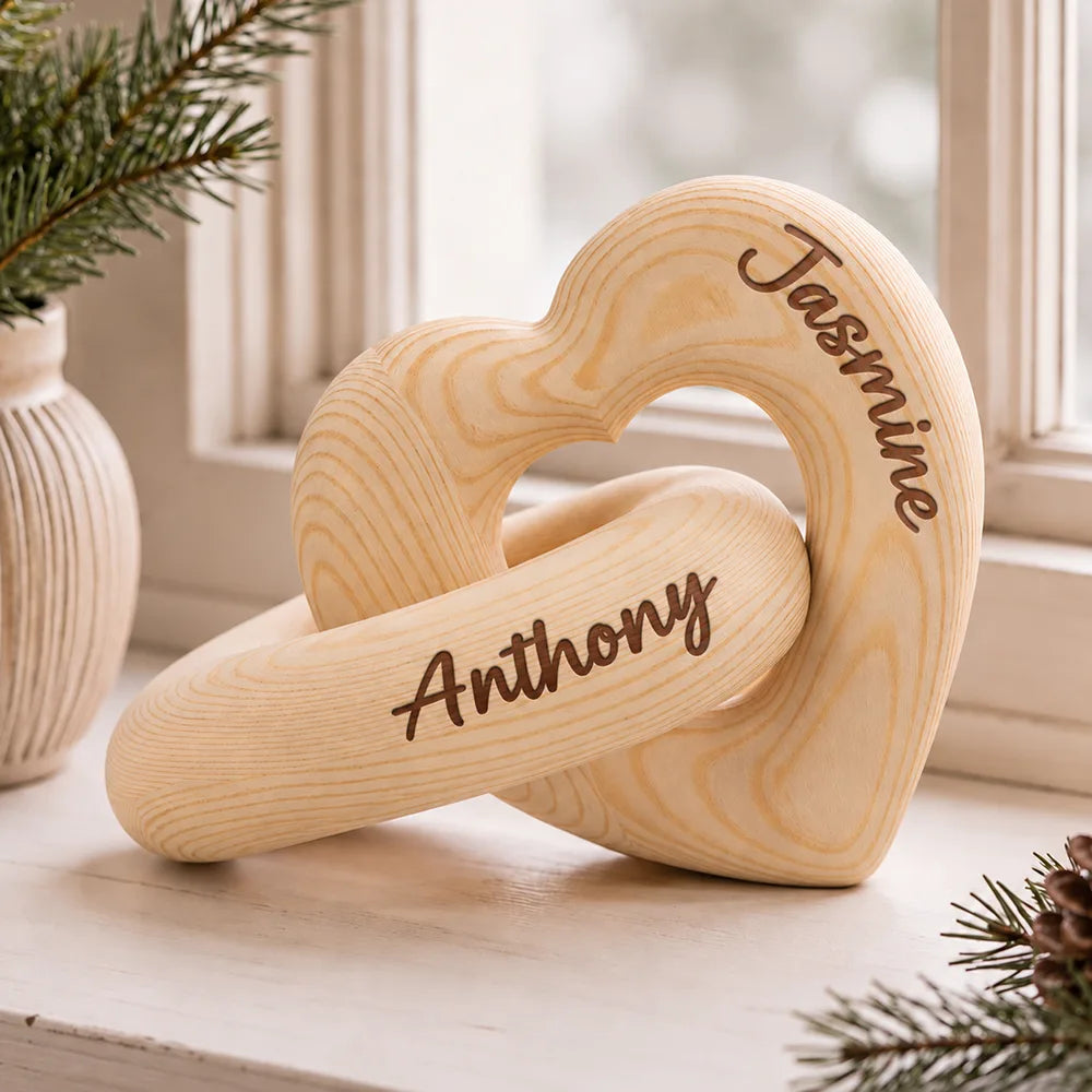 Anniversary,Christmas,Married Couple,Romantic,Gift For Couples,Custom Text - Always & Forever Anniversary Christmas Gifts For Couples, Newlywed - Personalized Wooden Infinity Heart Sculpture
