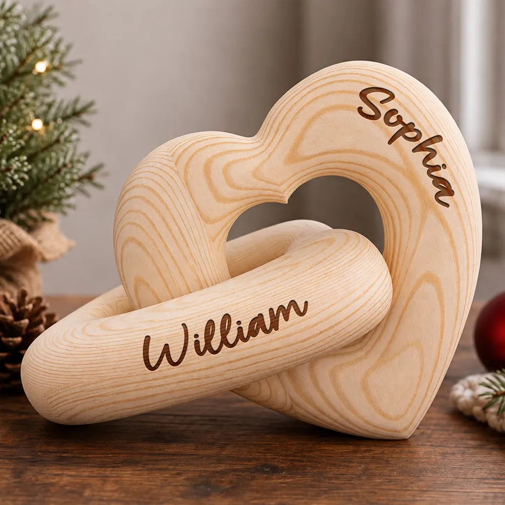 Anniversary,Christmas,Married Couple,Romantic,Gift For Couples,Custom Text - Always & Forever Anniversary Christmas Gifts For Couples, Newlywed - Personalized Wooden Infinity Heart Sculpture