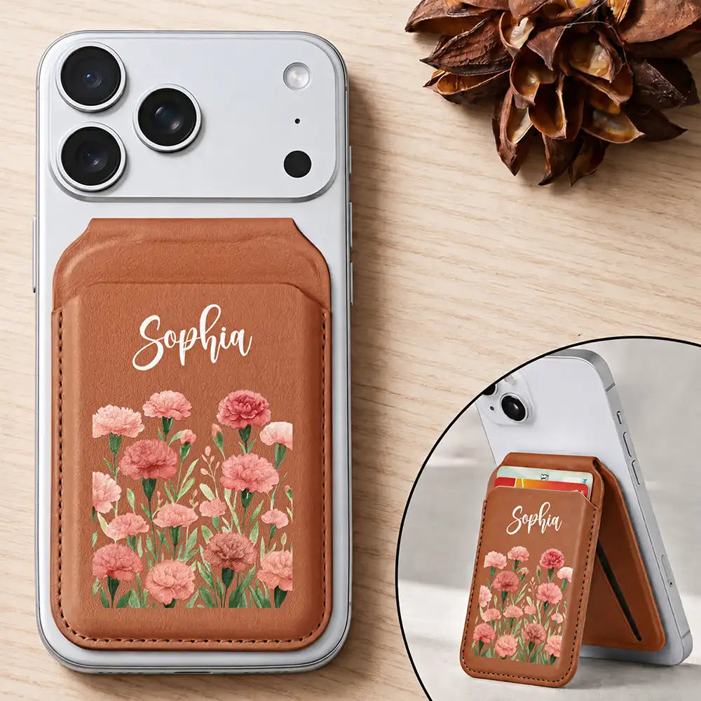 Birth Month Flower Booming For Her, Mothers, Sisters, Friends - Personalized Magnetic Phone Wallet