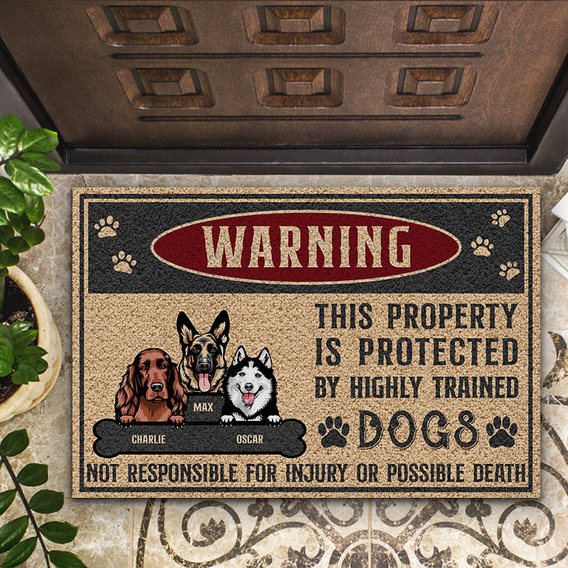 Dog Lovers Warning This Property Is Protected By - Personalized Custom Doormat