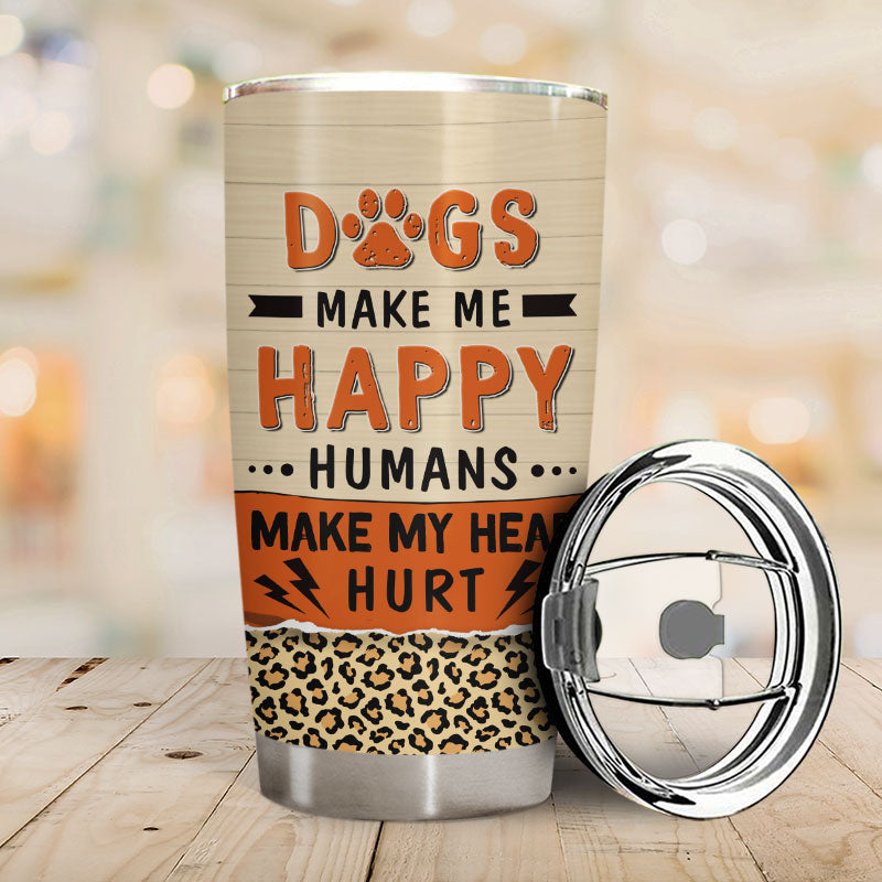 Dog Lovers Chibi Girl Humans Make My Head Hurt - Personalized Custom Tumbler
