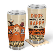 Dog Lovers Chibi Girl Humans Make My Head Hurt - Personalized Custom Tumbler