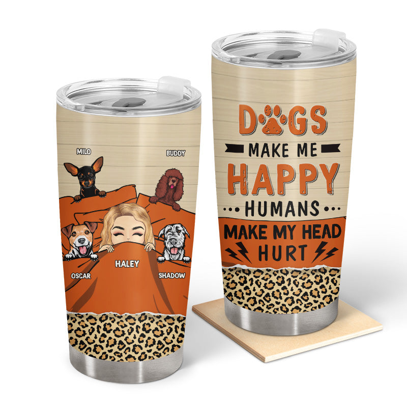 Dog Lovers Chibi Girl Humans Make My Head Hurt - Personalized Custom Tumbler