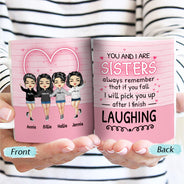 Après avoir fini de rire - Cadeau pour sœurs - Mug blanc personnalisé bord à bord
