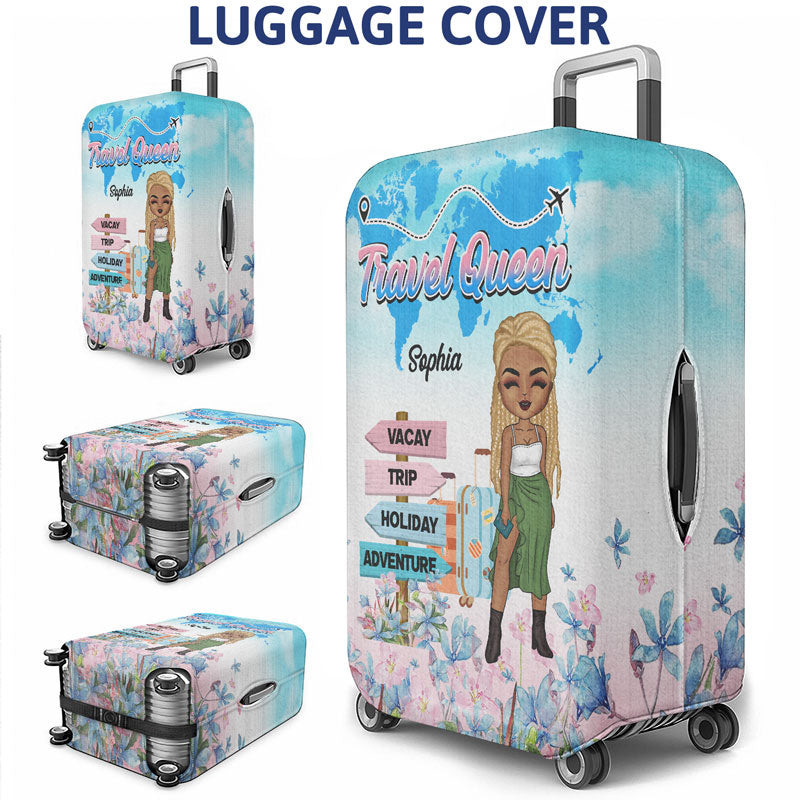 Traveling Chibi Girl Living My Best Life - Personalized Custom Luggage Cover