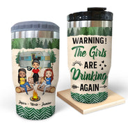 Camping Bestie Attention, les filles boivent à nouveau ! - Glacière triple 3 en 1 personnalisée