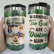 Camping Bestie Attention, les filles boivent à nouveau ! - Glacière triple 3 en 1 personnalisée