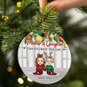 Christmas Mom & Daughters Forever Linked Together - Personalized Custom Circle Ceramic Ornament