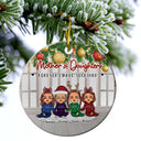 Christmas Mom & Daughters Forever Linked Together - Personalized Custom Circle Ceramic Ornament