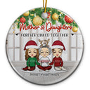 Christmas Mom & Daughters Forever Linked Together - Personalized Custom Circle Ceramic Ornament