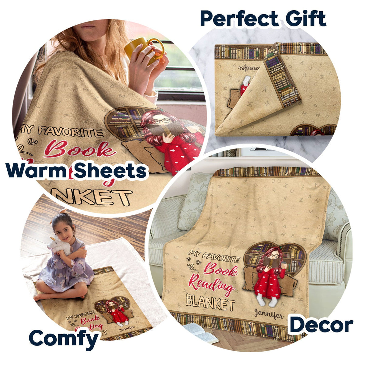 Couverture de lecture « Lire mon livre préféré » - Cadeau pour les amoureux des livres - Couverture polaire personnalisée