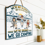Camping au lac, bateau « Nous sommes ivres » - Cadeau pour meilleur ami - Panneau en bois personnalisé en forme de cœur