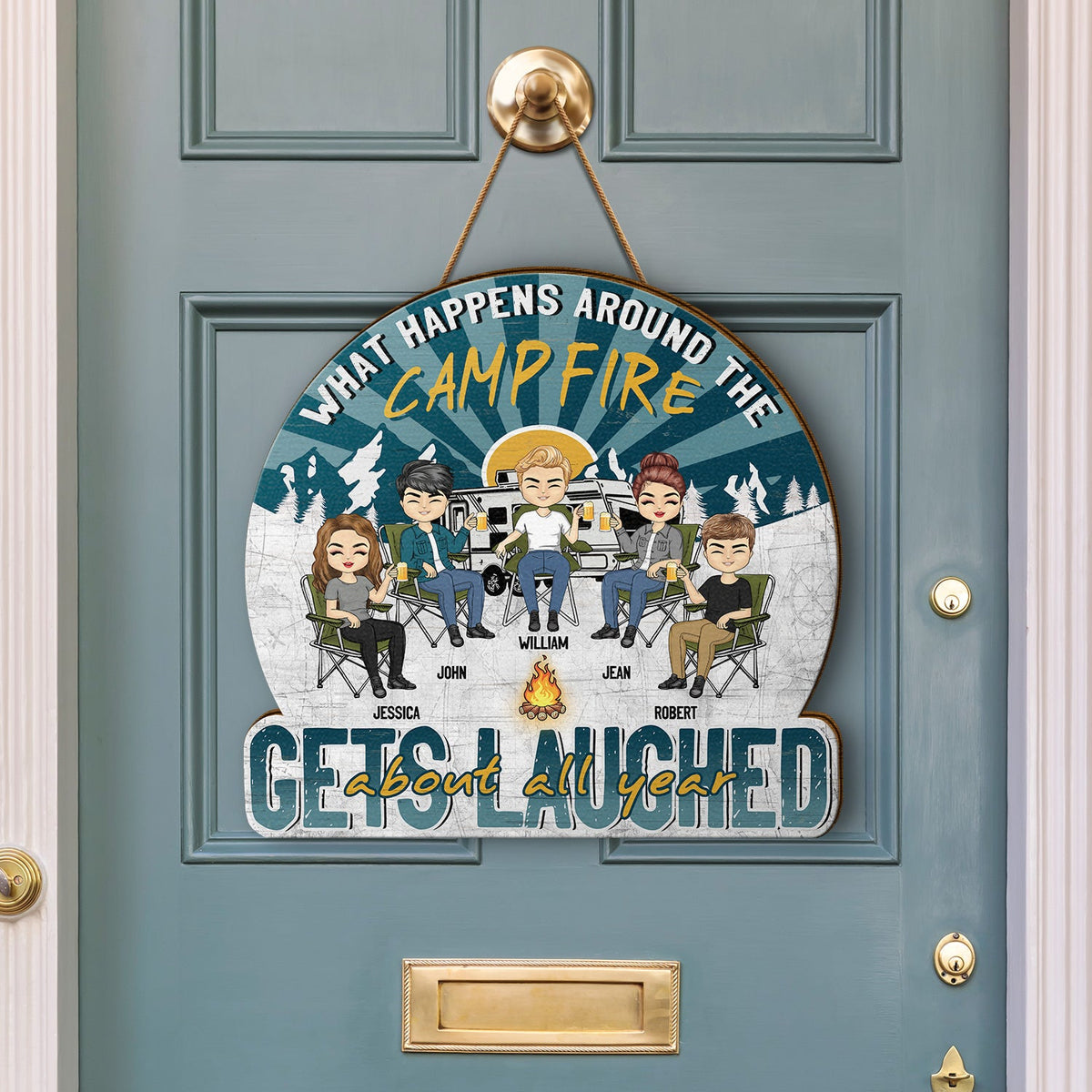 Camping Gets Laughed About All Year - Gift For Bestie - Personalized Custom Shaped Wood Sign