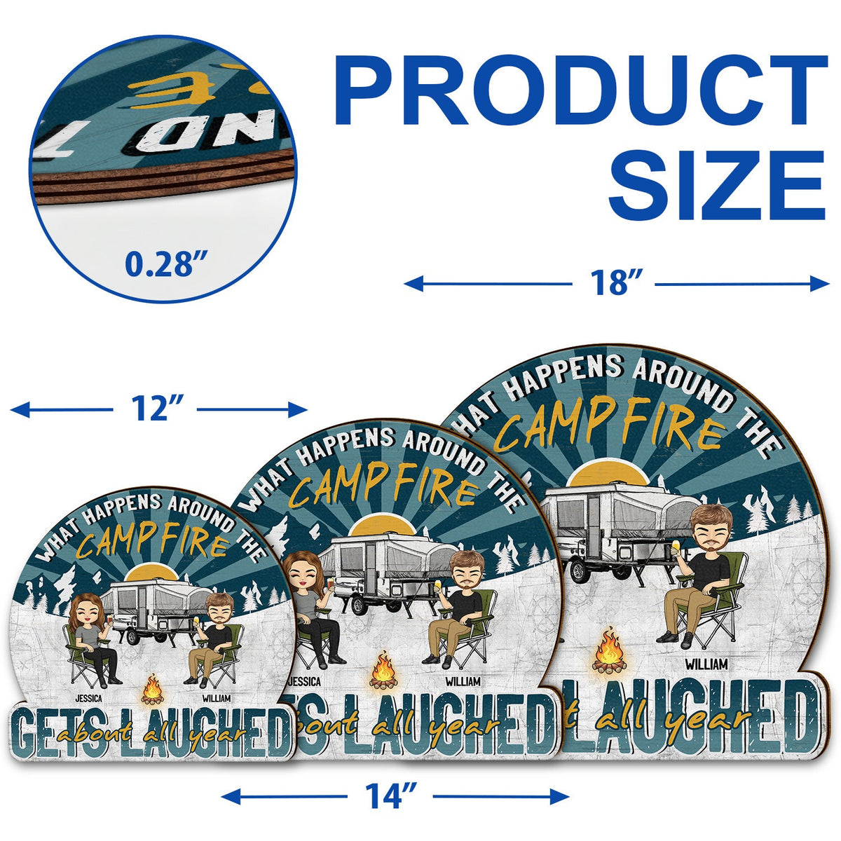 Camping Gets Laughed About All Year - Gift For Bestie - Personalized Custom Shaped Wood Sign