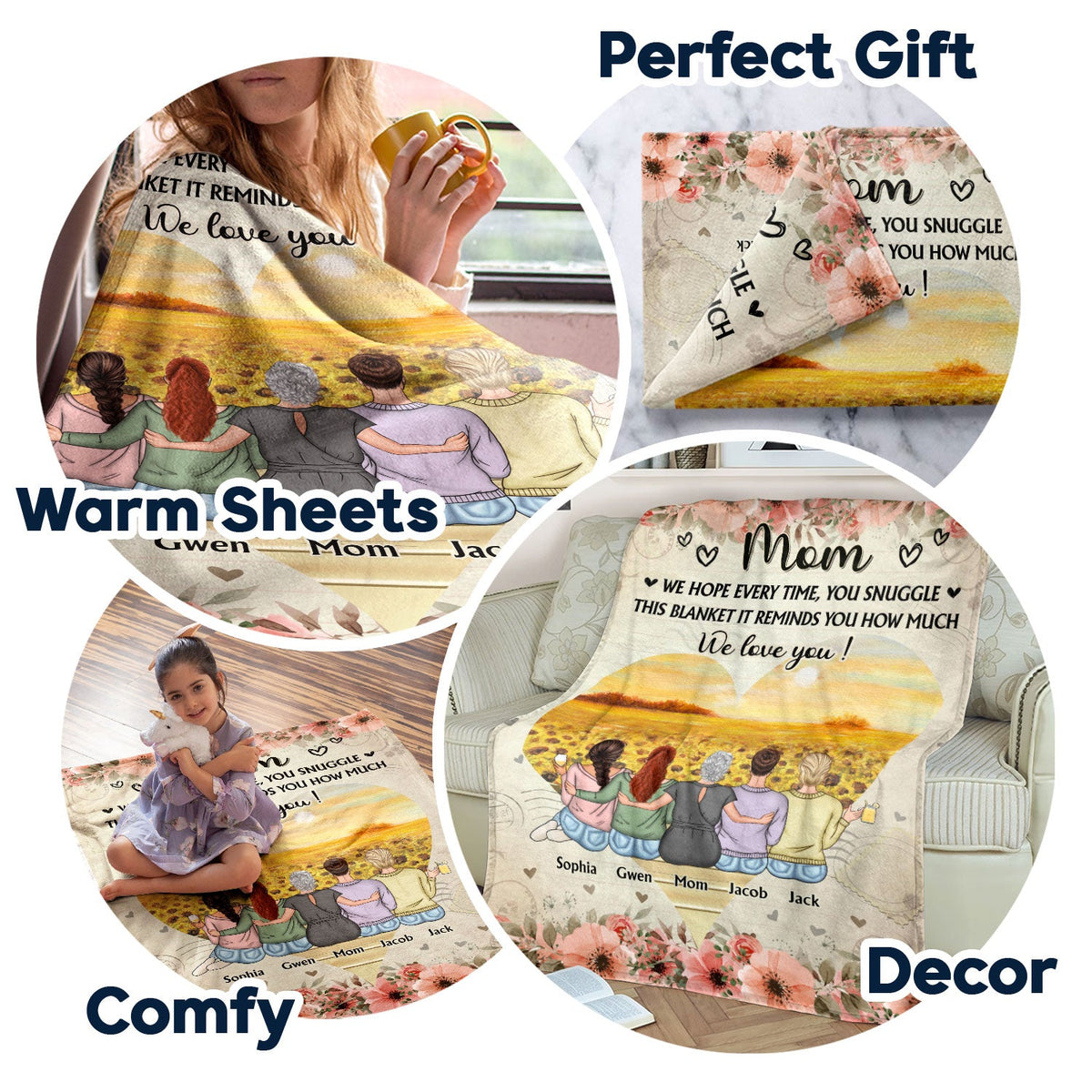 Mother & Children We Hope Every Time You Snuggle In This Blanket - Gift For Mom - Personalized Custom Fleece Blanket