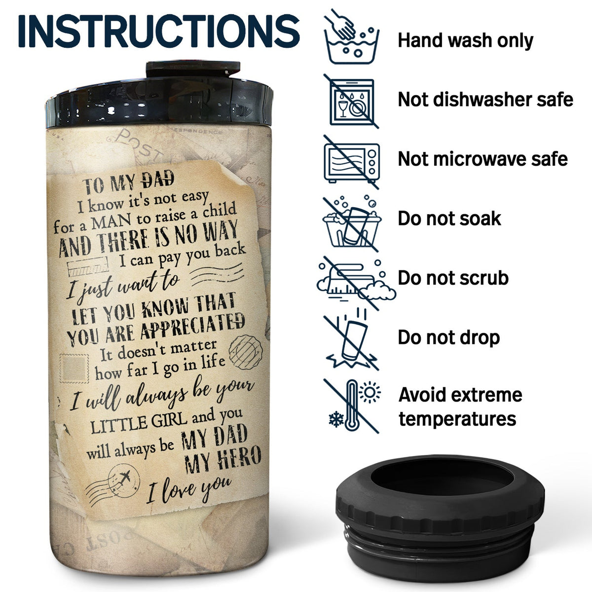 Custom Photo It's Not Easy For A Man - Gift For Father - Personalized Custom 4 In 1 Can Cooler Tumbler