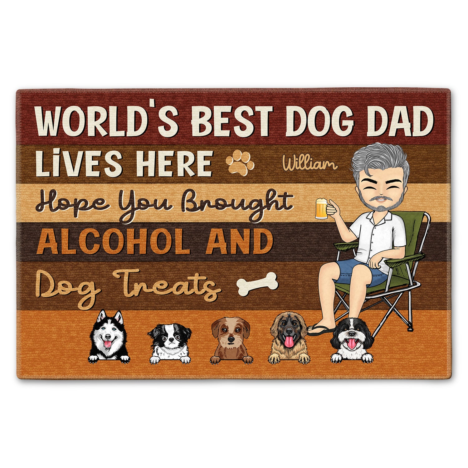 World's Best Dog Dad - Gift For Dog Dad - Personalized Custom Doormat