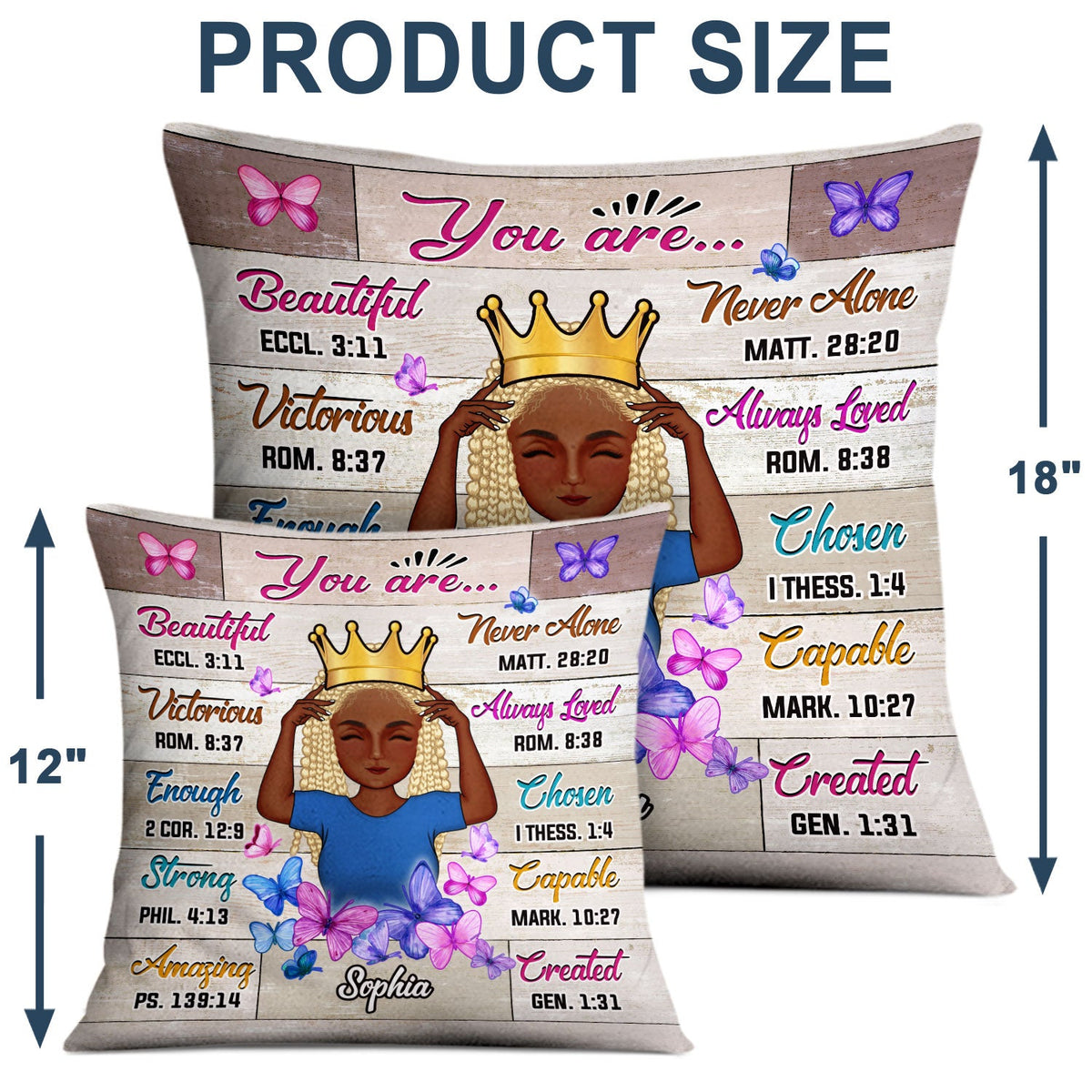 Tu es belle et victorieuse - Cadeau pour femme, cadeau pour enfant - Oreiller personnalisé