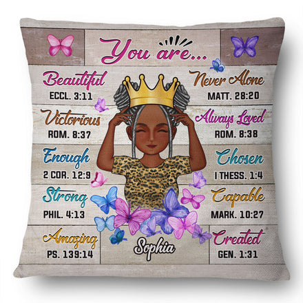 Tu es belle et victorieuse - Cadeau pour femme, cadeau pour enfant - Oreiller personnalisé
