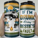 Camping If I'm Drunk - Gift For Bestie - Personalized Custom 4 In 1 Can Cooler Tumbler