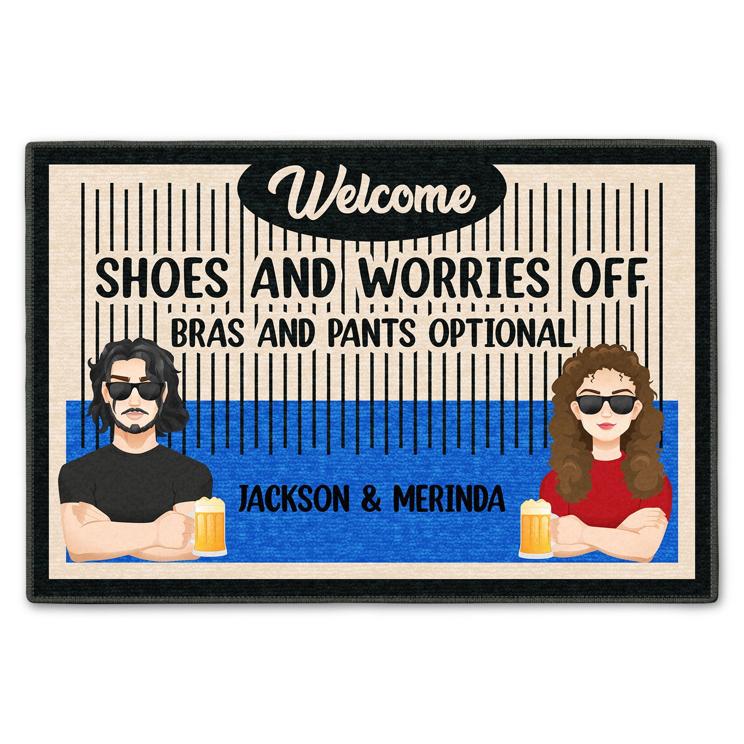 Bras And Pants Optional - Gift For Couples - Personalized Custom Doormat