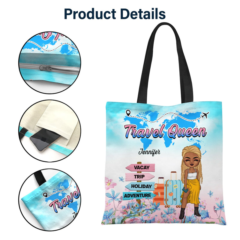 Traveling Just A Girl Who Loves Traveling - Gift For Women, Gift For Traveling Lovers - Personalized Custom Zippered Canvas Bag