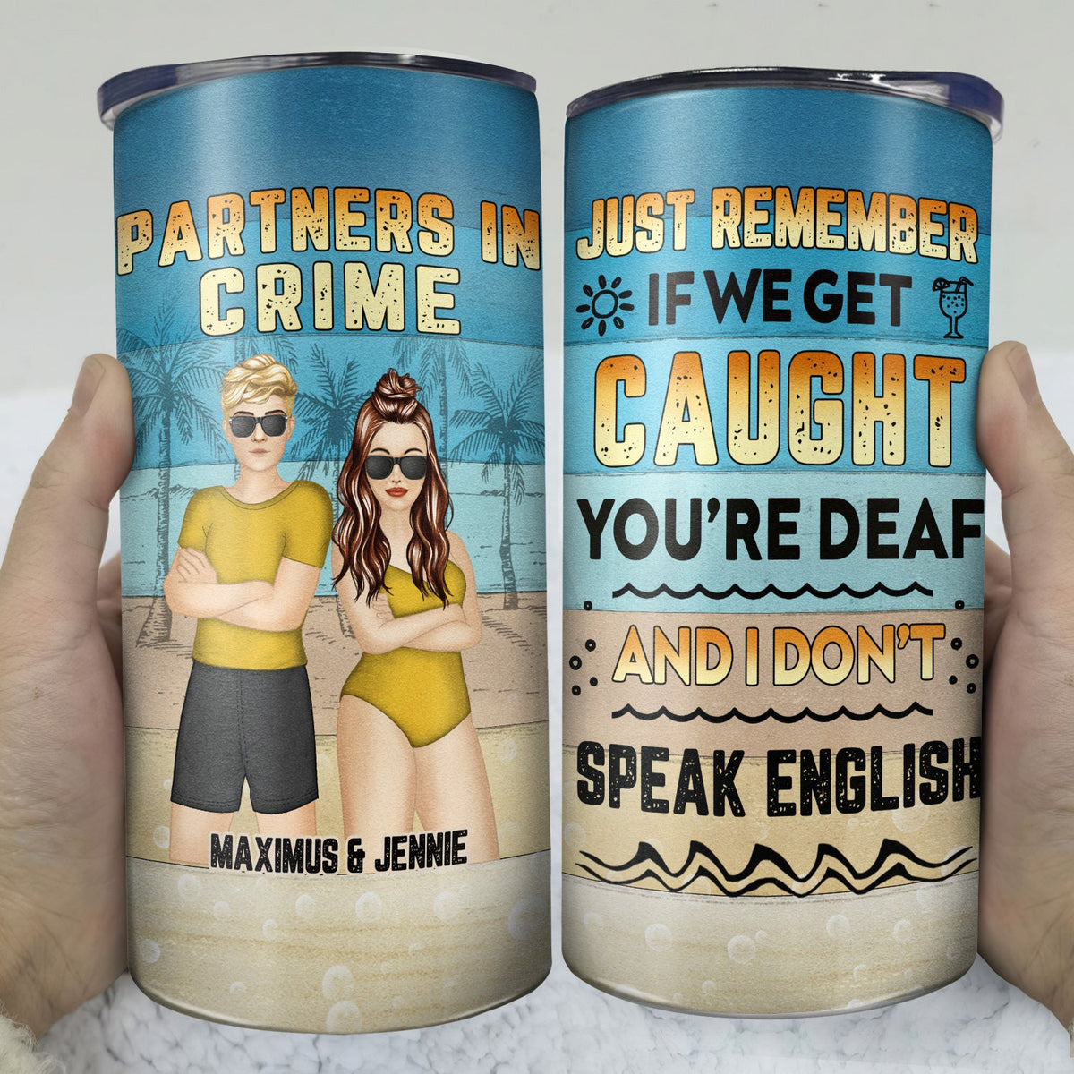 Beach Bestie If We Get Caught - Gift For Bestie - Personalized Custom 4 In 1 Can Cooler Tumbler