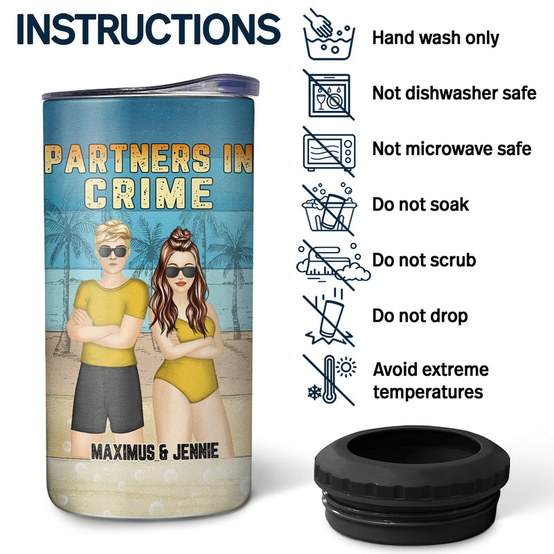 Beach Bestie If We Get Caught - Gift For Bestie - Personalized Custom 4 In 1 Can Cooler Tumbler