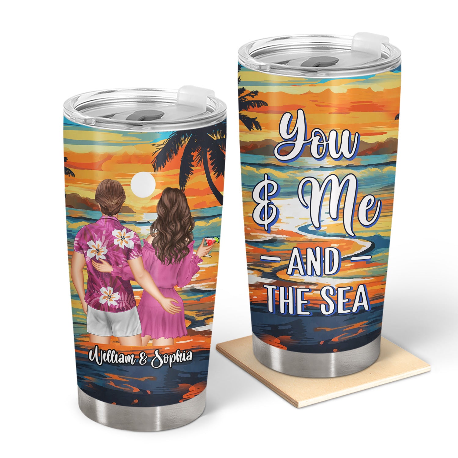 Couple You & Me And The Sea - Gift For Couples - Personalized Tumbler