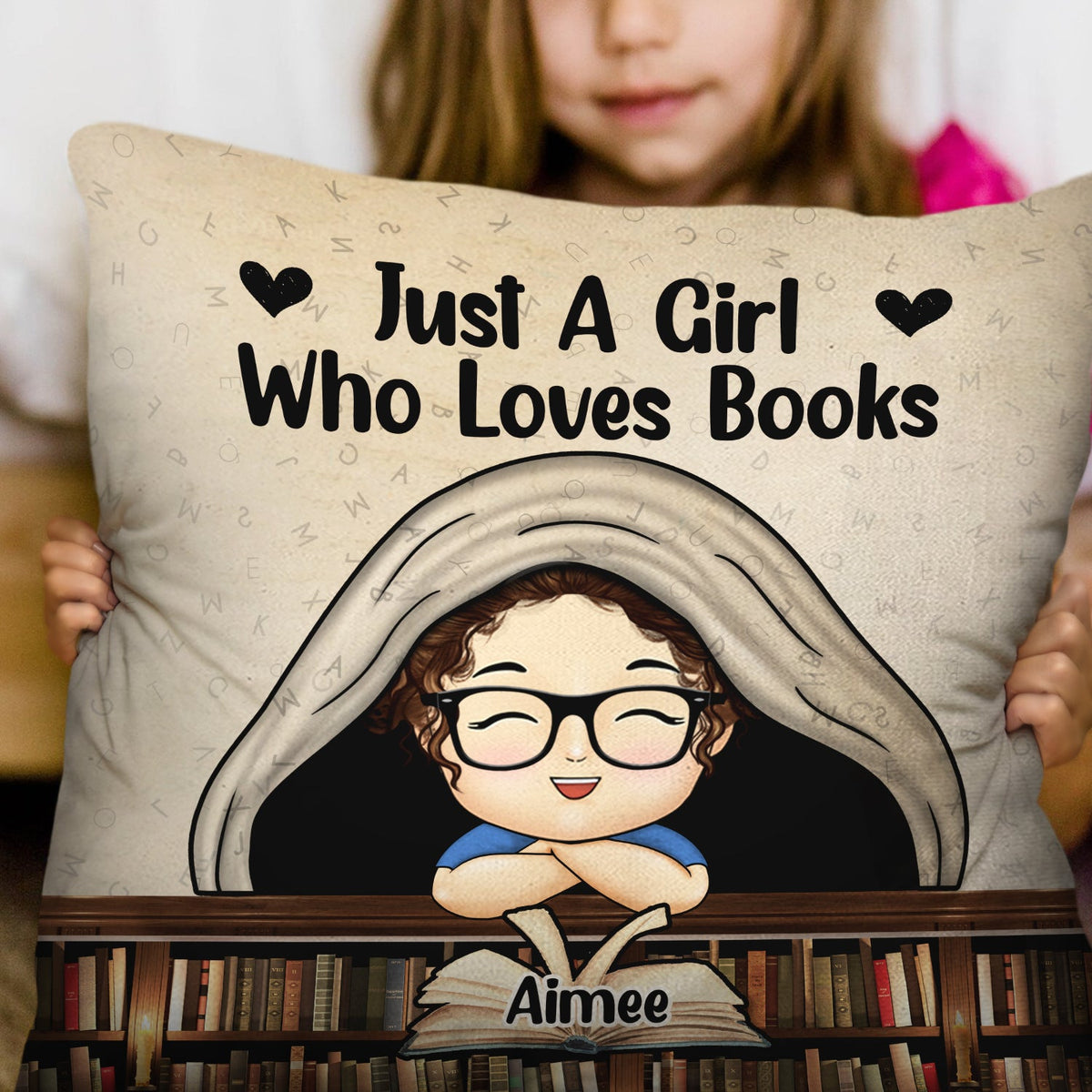 Enfant qui lit, juste une fille, un garçon qui aime les livres - Cadeau pour enfant, amoureux des livres - Oreiller personnalisé