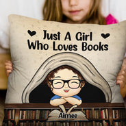 Enfant qui lit, juste une fille, un garçon qui aime les livres - Cadeau pour enfant, amoureux des livres - Oreiller personnalisé