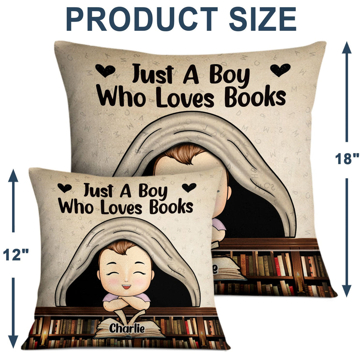 Enfant qui lit, juste une fille, un garçon qui aime les livres - Cadeau pour enfant, amoureux des livres - Oreiller personnalisé