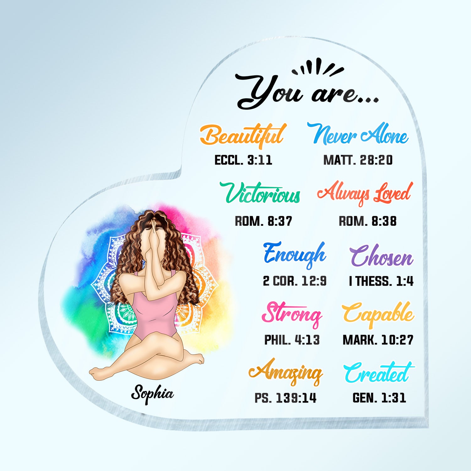 Yoga Girl I Am Beautiful - Gift For Yourself, Gift For Women - Personalized Custom Heart Shaped Acrylic Plaque