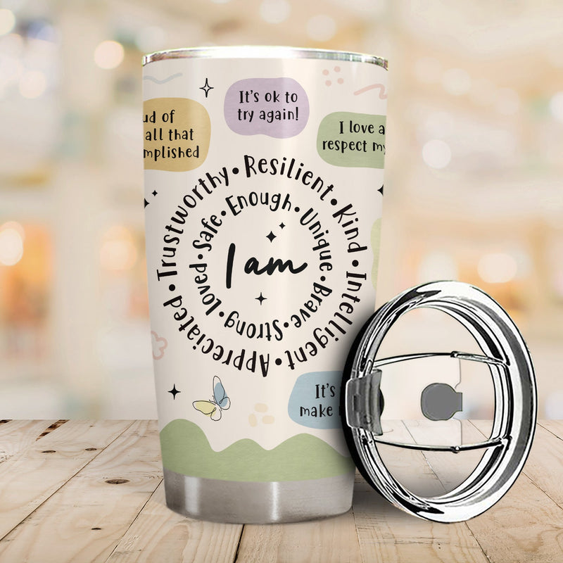 Yoga Girl Daily Affirmations - Gift For Yourself, Gift For Women - Personalized Tumbler