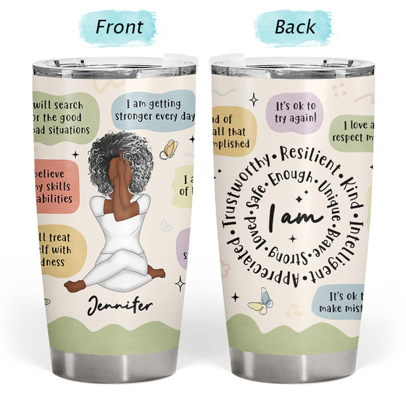 Yoga Girl Daily Affirmations - Gift For Yourself, Gift For Women - Personalized Tumbler