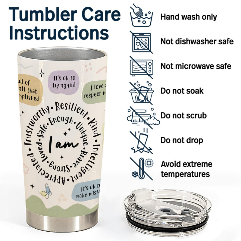 Yoga Girl Daily Affirmations - Gift For Yourself, Gift For Women - Personalized Tumbler