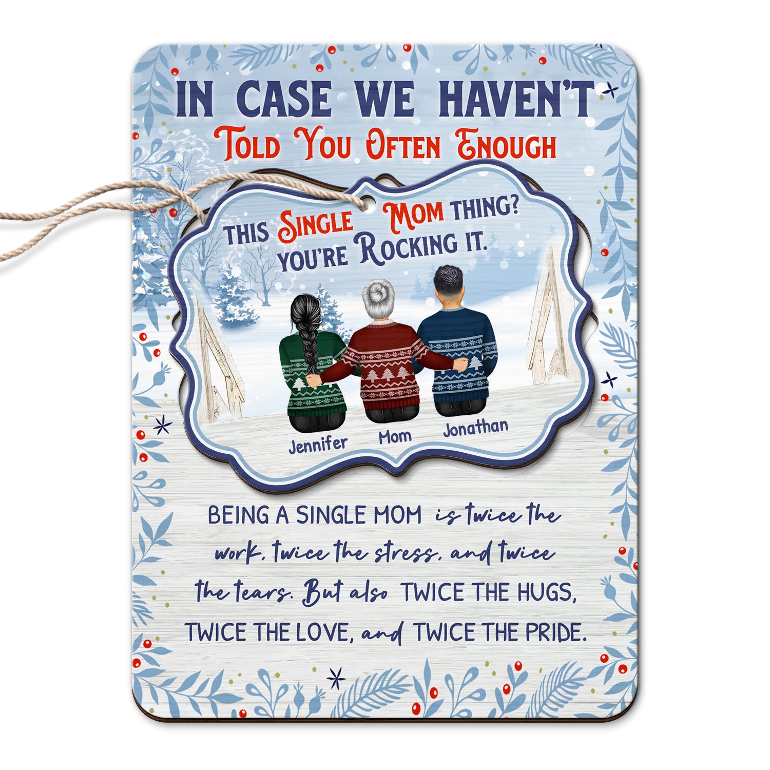 This Single Mom Thing - Christmas Gift For Mother - Personalized Wooden Card With Pop Out Medallion Ornament