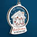 Snowmen Family First Christmas In Our New Home - Gift For Couples And Parents - Personalized 2-Layered Mix Ornament