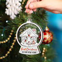 Snowmen Family First Christmas In Our New Home - Gift For Couples And Parents - Personalized 2-Layered Mix Ornament
