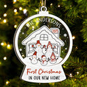 Snowmen Family First Christmas In Our New Home - Gift For Couples And Parents - Personalized 2-Layered Mix Ornament