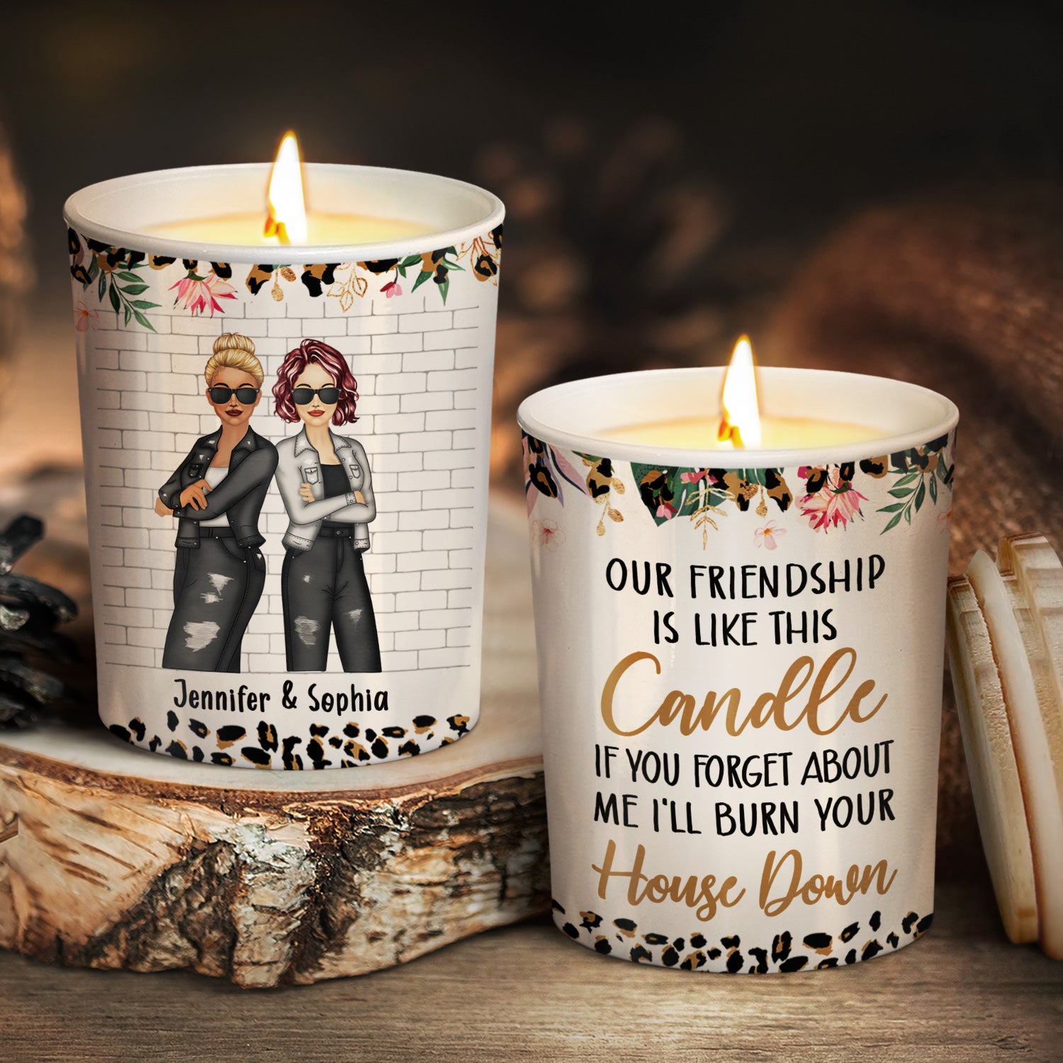 Bestie Our Friendship Is Like A Candle - Gift For Bestie - Personalized Scented Candle With Wooden Lid
