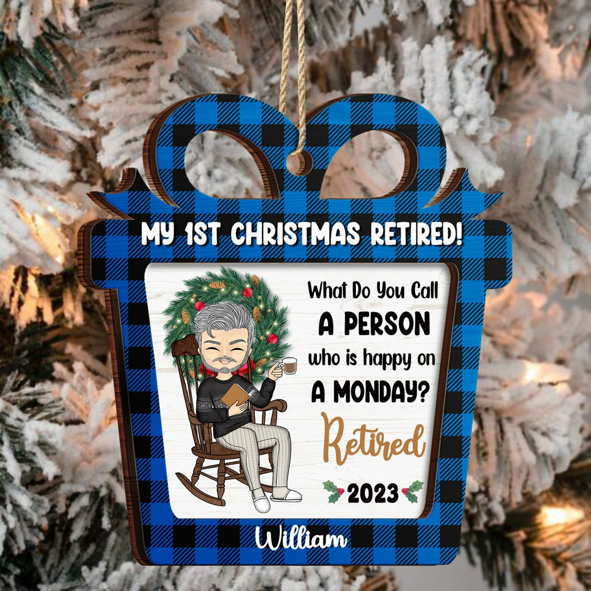 Happy On A Monday - Christmas Retirement Gift - Personalized 2-Layered ...