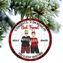 Christmas Fashion Congrats On Being My Bestie - Gift For Bestie - Personalized Circle Ceramic Ornament