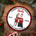Christmas Fashion Congrats On Being My Bestie - Gift For Bestie - Personalized Circle Ceramic Ornament