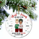 Christmas Best Friends Are Hard To Find - Gift For Bestie - Personalized Circle Ceramic Ornament