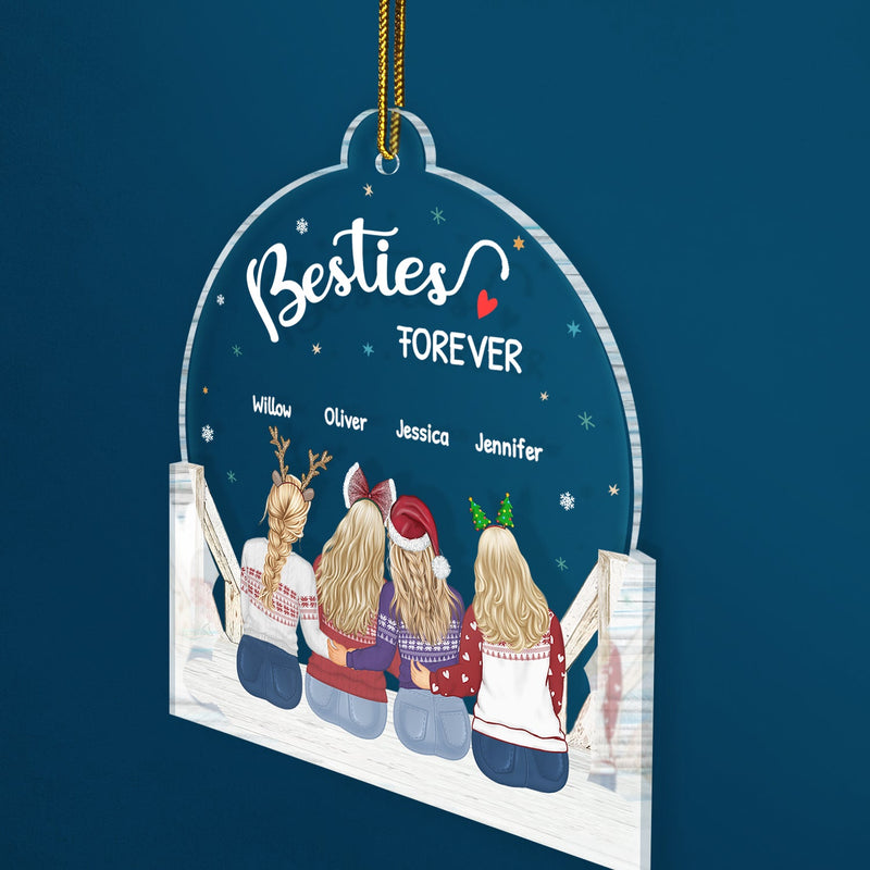 Sisters Besties Forever - Gift For Sisters And Best Friends - Personalized Custom Shaped Acrylic Ornament