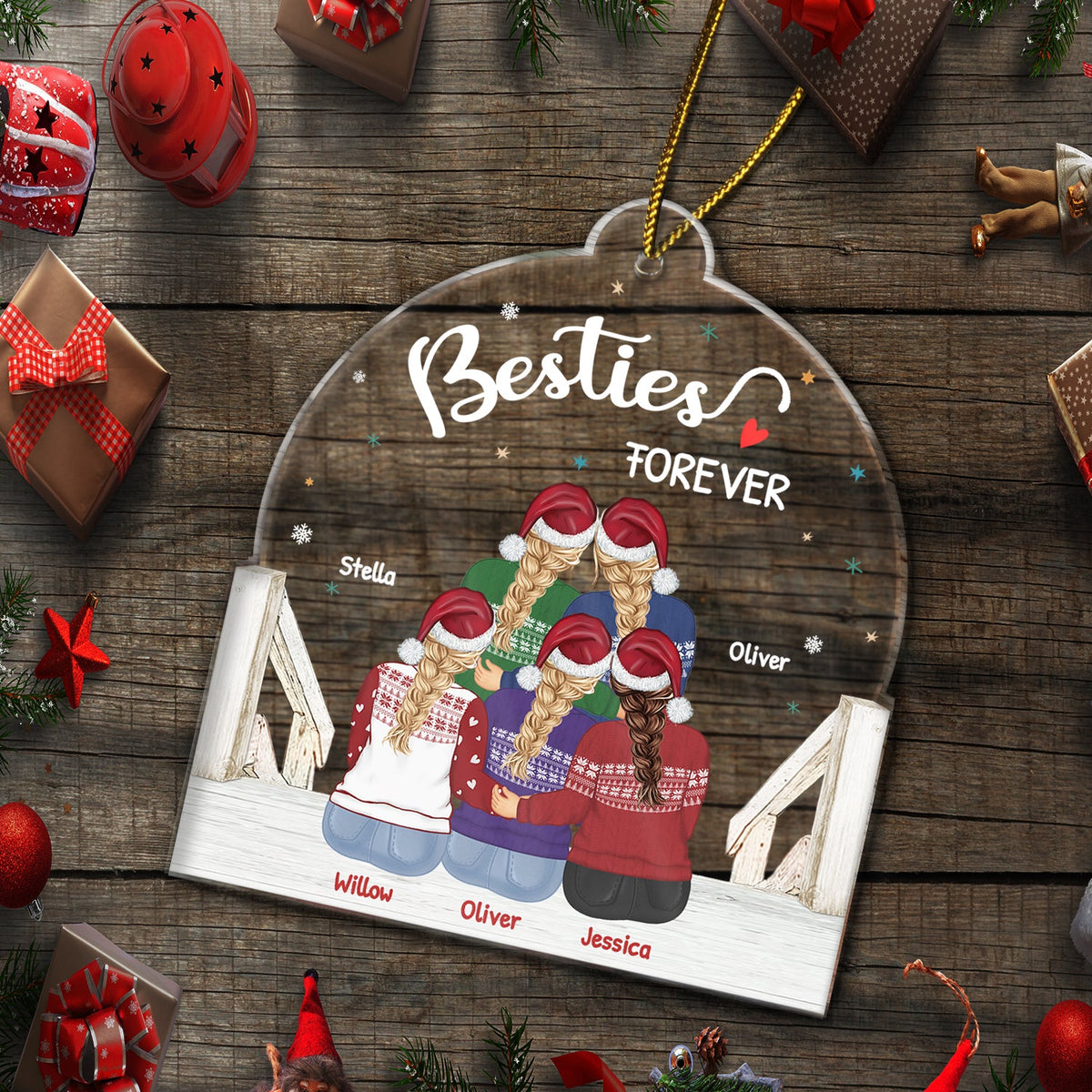 Sisters Besties Forever - Gift For Sisters And Best Friends - Personalized Custom Shaped Acrylic Ornament