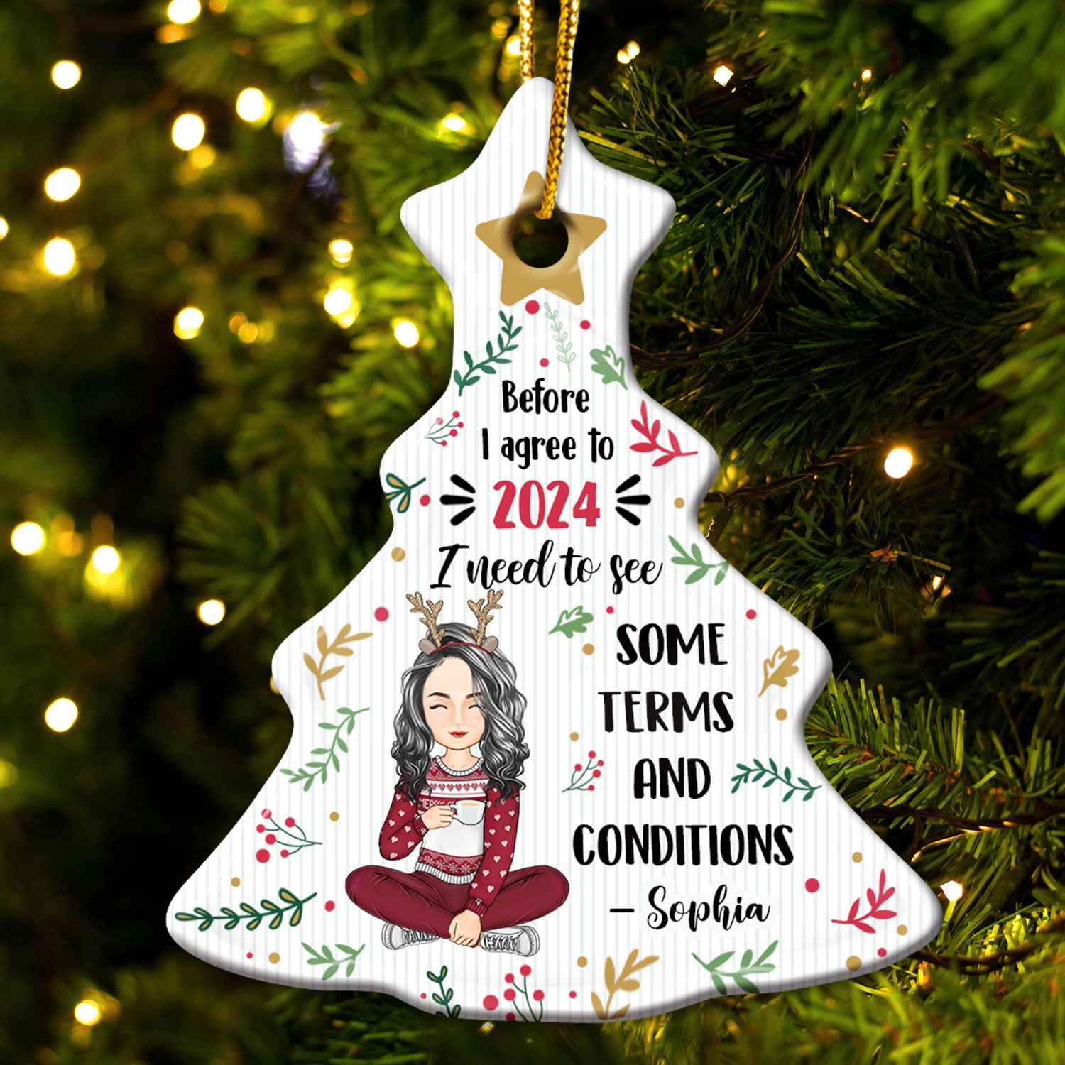 Terms And Conditions - Christmas Gift For Yourself, Gift For Women, Gift For Men - Personalized Tree Ceramic Ornament