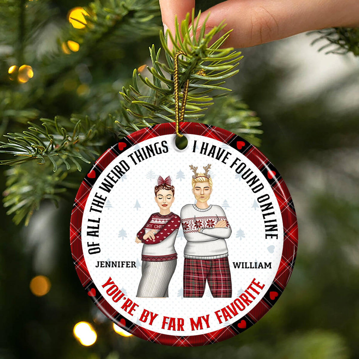 Christmas Bestie Best Thing Found Online - Gift For Bestie - Personalized Custom Circle Ceramic Ornament