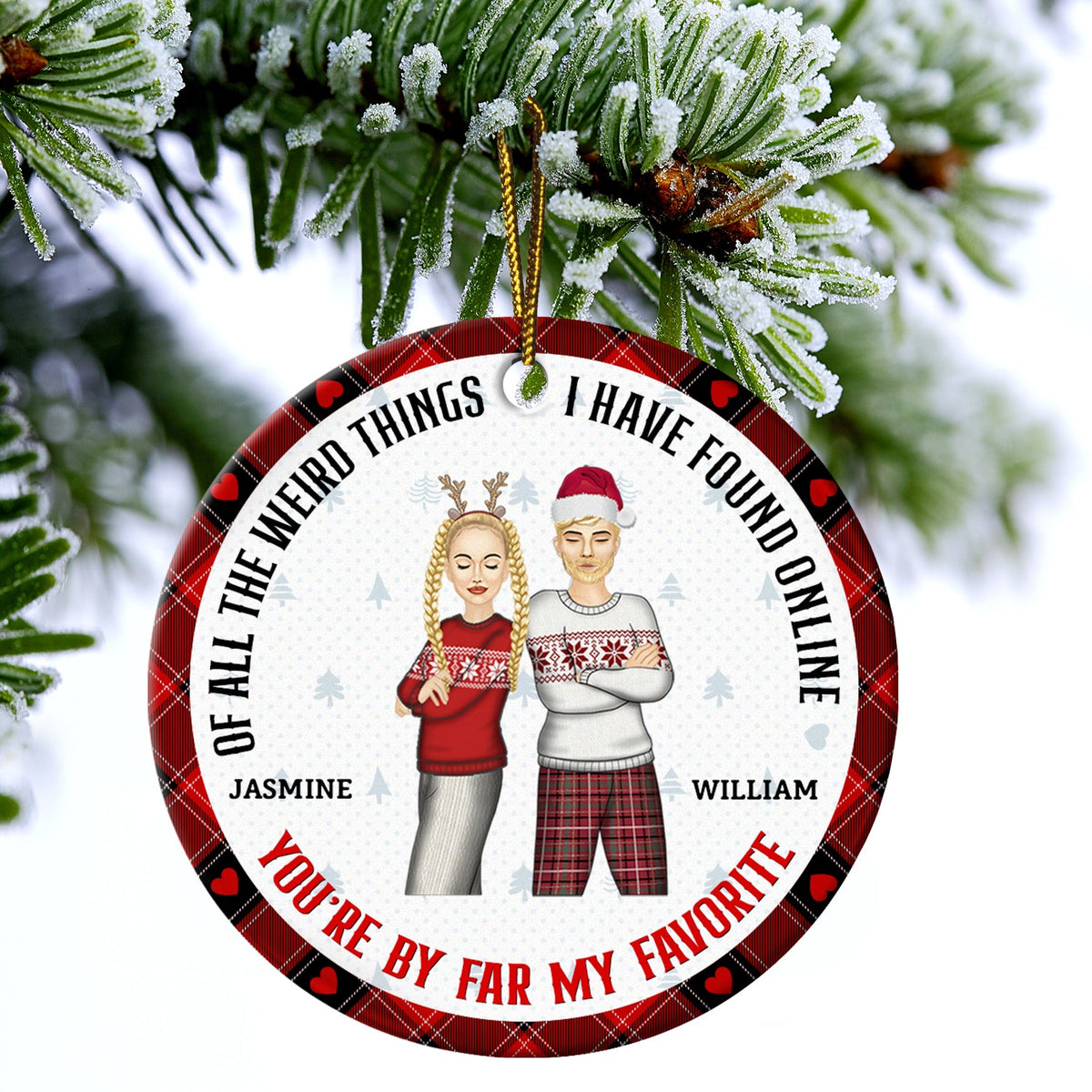 Christmas Bestie Best Thing Found Online - Gift For Bestie - Personalized Custom Circle Ceramic Ornament